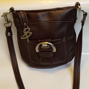 Bag B Makowsky Dark Brown Pebbled Leather Crossbody Shoulder Hand Bag
